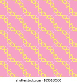 Vector seamless pattern texture background with geometric shapes, colored in pink and yellow colors.