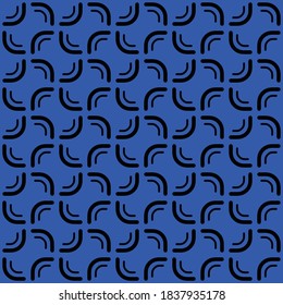 Vector seamless pattern texture background with geometric shapes, colored in blue and black colors.