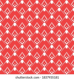 Vector seamless pattern texture background with geometric shapes, colored in red and white colors.