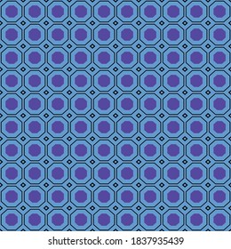 Vector seamless pattern texture background with geometric shapes, colored in blue and black colors.