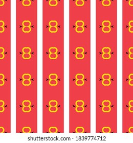 Vector seamless pattern texture background with geometric shapes, colored in red, yellow, white and black colors.