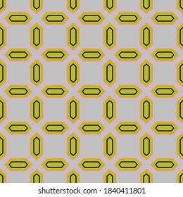 Vector seamless pattern texture background with geometric shapes, colored in grey, green, pink and black colors.