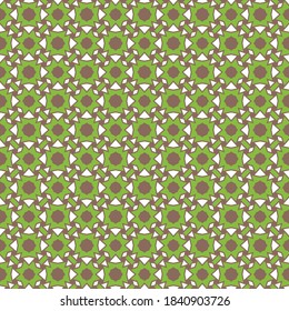 Vector seamless pattern texture background with geometric shapes, colored in green, brown and white colors.