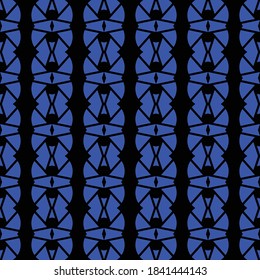 Vector seamless pattern texture background with geometric shapes, colored in blue and black colors.