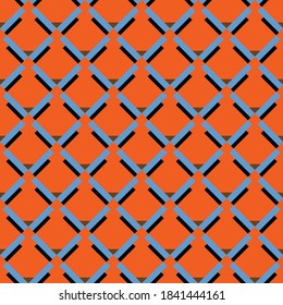Vector seamless pattern texture background with geometric shapes, colored in orange, blue, black and brown colors.