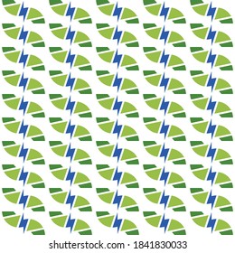 Vector seamless pattern texture background with geometric shapes, colored in green, blue and white colors.