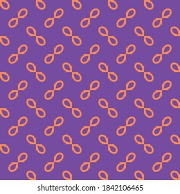 Vector seamless pattern texture background with geometric shapes, colored in purple and orange colors.