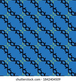 Vector seamless pattern texture background with geometric shapes, colored in blue, black and green colors.