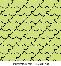 Vector seamless pattern, texture background. Hand drawn and green colored, black outlined.