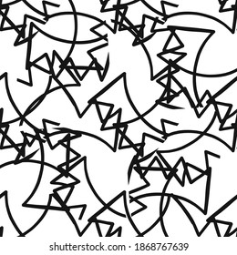 Vector seamless pattern, texture background. Hand drawn, black scribble lines, white background.