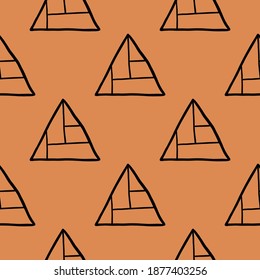 Vector seamless pattern, texture background. Hand drawn, orange and black colors.