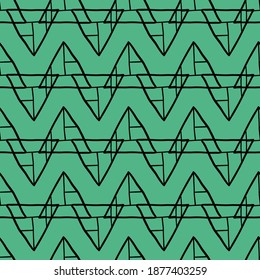 Vector seamless pattern, texture background. Hand drawn, green and black colors.