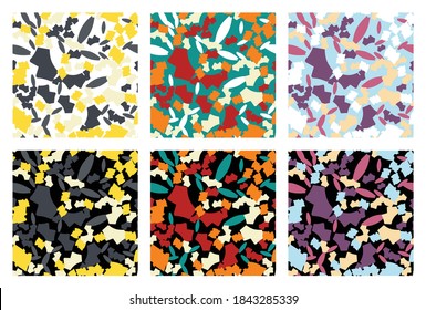 Vector seamless pattern texture backgrounds, sets. Colored, black and white colored.
