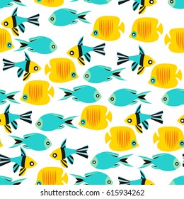 Vector seamless pattern texture with fishes