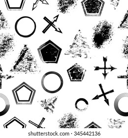 Vector Seamless Pattern Texture . Geometric Shapes in Grunge Style . Vintage background