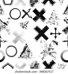 Vector Seamless Pattern texture .  Geometric Shapes in Grunge Style . Vintage background