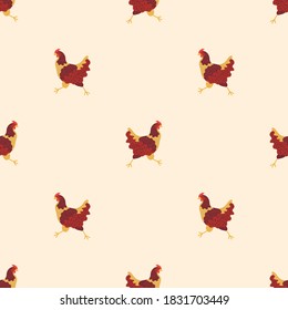vector seamless pattern with texture images of chickens