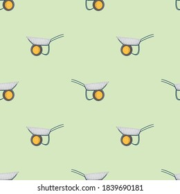 vector seamless pattern with texture images of garden carts