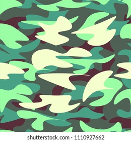 Vector seamless pattern with texture military camouflage army green hunting.