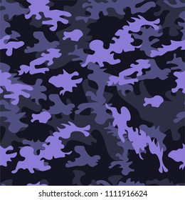 Vector seamless pattern with texture military camouflage army purple, violet hunting.