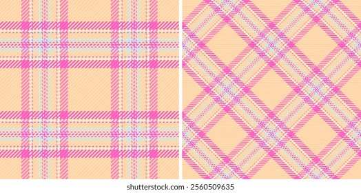 Vector seamless pattern of texture plaid check with a textile fabric background tartan. Set in favorite colours for luxurious bed linens.