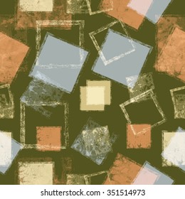 Vector Seamless Pattern Texture . Rectangles Geometrical Shapes in Grunge Style . Vintage Background.