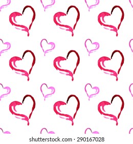Vector seamless pattern texture from watercolor pink silhouettes hearts similar to dolphins