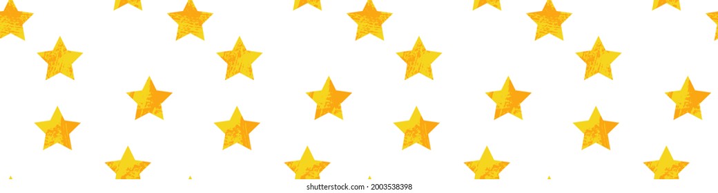 Vector seamless pattern with texture yellow stars. Cute gold background. Perfect for kids fabric, textile, wrapping paper, stationery