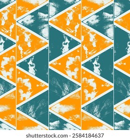 Vector seamless pattern with textured triangles in grunge style. Print, background, wallpaper, design