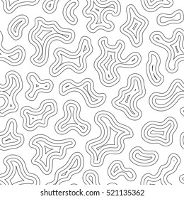 Vector seamless pattern, thin curved lines, black & white endless background. Abstract monochrome repeat texture, simple liquid figures. Design element for prints, decoration, digital, textile, cover
