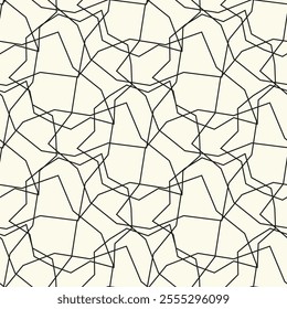 Vector seamless pattern. Thin geometric linear elements. Stylish monochrome background. A simple repeating pattern. Monochrome black ornament with concentric elements.