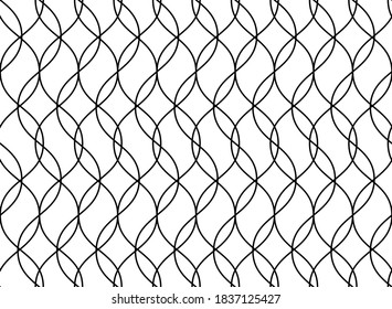 Vector seamless pattern, thin wavy lines. Texture of mesh, lace, weaving, smooth lattice. Subtle monochrome geometric background. Design for prints, fabric, cloth, textile, home decor, furniture, wrap