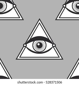 Vector seamless pattern with third eye 