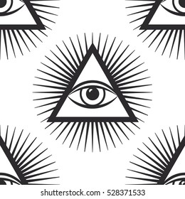 Vector seamless pattern with third eye 