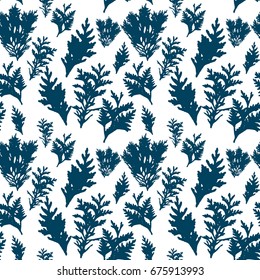 Vector seamless pattern with thuja branches.