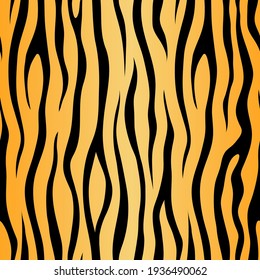Vector Seamless Pattern with Tiger Skin Texture. Striped Animal Background.