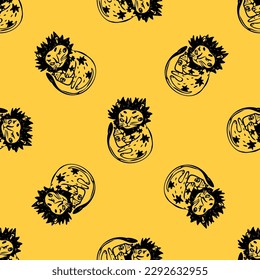 Vector seamless pattern with tigers. Animal background for fabric or wallpaper design. - Vector.
