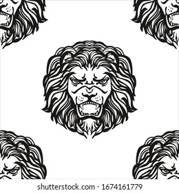 Vector seamless pattern with tigers isolated on the white background. Animal background for fabric or wallpaper design. - Vector.