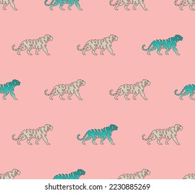 Vector seamless pattern tigers Silhouette