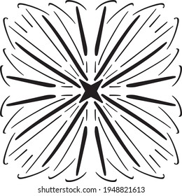 Vector seamless pattern tile. A decorative symmetrical element, hand drawn in ink (digital design).