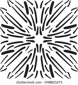 Vector seamless pattern tile. A decorative symmetrical element, hand drawn in ink (digital design).