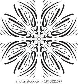 Vector seamless pattern tile. A decorative symmetrical element, hand drawn in ink (digital design).