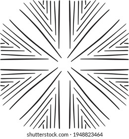 Vector seamless pattern tile. A decorative symmetrical element, hand drawn in ink (digital design).