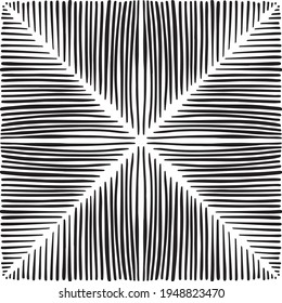 Vector seamless pattern tile. A decorative symmetrical element, hand drawn in ink (digital design).