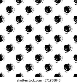 Vector seamless pattern, tile with inc splash, blots, smudge and brush strokes. Grunge endless template for web background, prints, wallpaper, surface, wrapping, repeat elements for design.