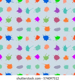 Vector seamless pattern, tile with inc splash, blots, smudge and brush strokes. Grunge endless template for web background, prints, wallpaper, surface, wrapping, repeat elements for design