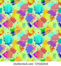 Vector seamless pattern, tile with inc splash, blots, smudge and brush strokes. Grunge endless template for web background, prints, wallpaper, surface, wrapping, repeat elements for design