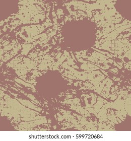Vector seamless pattern, tile with inc splash, blots, smudge and brush strokes. Grunge endless template for web background, prints, wallpaper, surface, wrapping, repeat elements for design