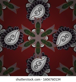 Vector seamless pattern tile with mandalas. Hand drawn sketch on brown, red, white colors. Islam, Arabic, Indian, ottoman motifs. Vintage decorative elements. Perfect for printing on fabric or paper.
