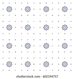 Vector seamless pattern. Tiled square background with gear icon. White background.